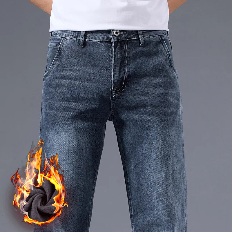 High Quality Men's Winter Warm Fleece Lined Jeans