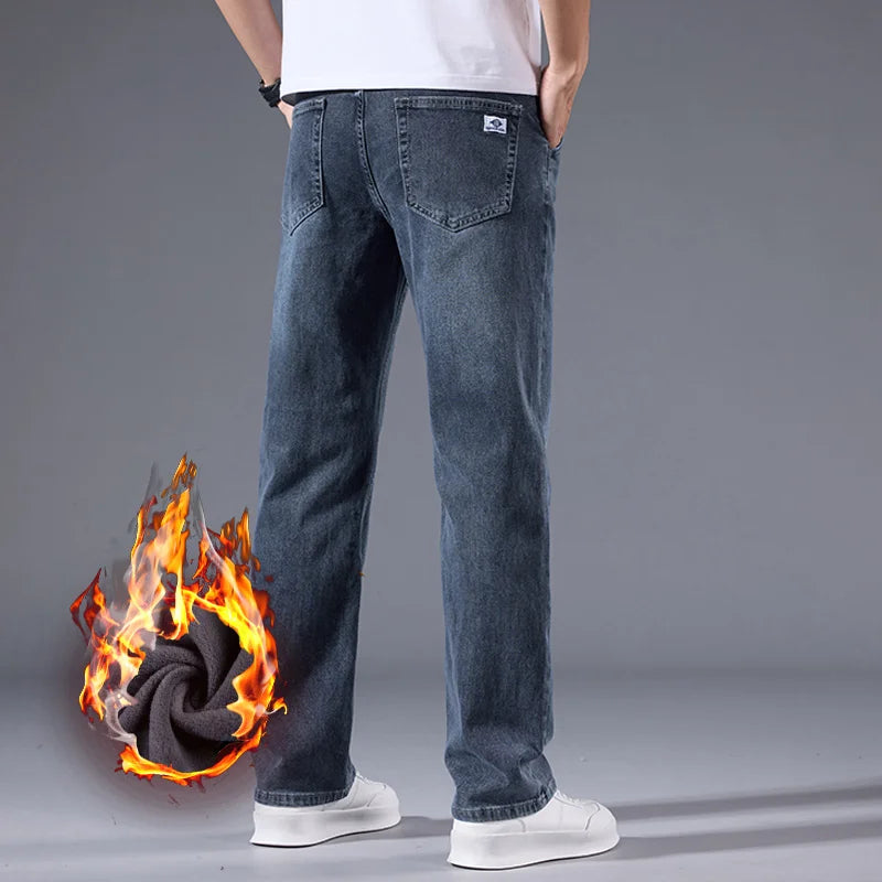 High Quality Men's Winter Warm Fleece Lined Jeans