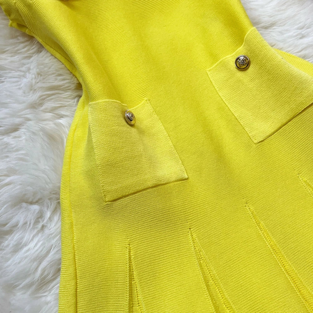 Summer Pleated Short Dress Women O-neck Slim Waist Aline Party Dress