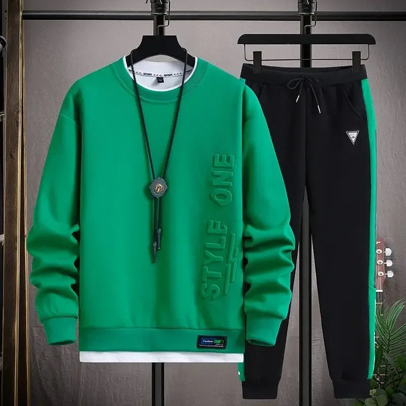 Men’s Alphabet Tracksuit Set – T-Shirt & Pants
