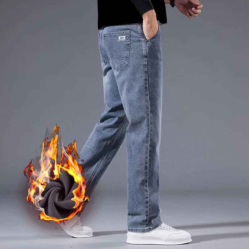 High Quality Men's Winter Warm Fleece Lined Jeans