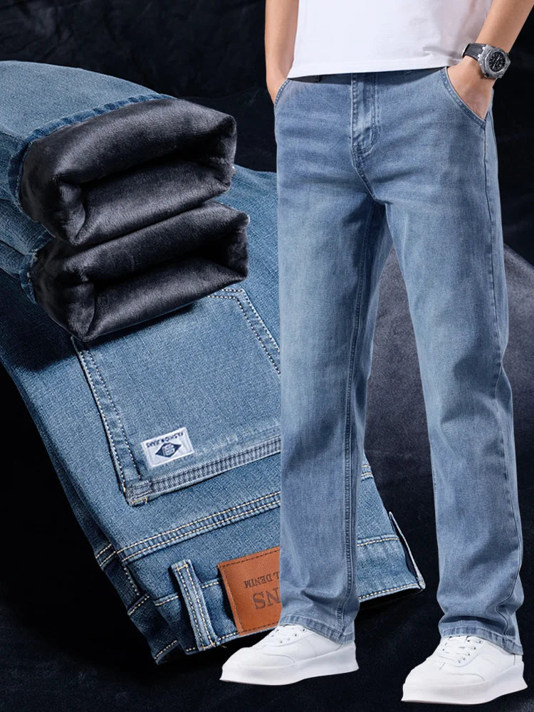 High Quality Men's Winter Warm Fleece Lined Jeans