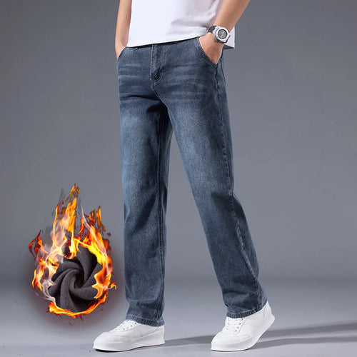 High Quality Men's Winter Warm Fleece Lined Jeans